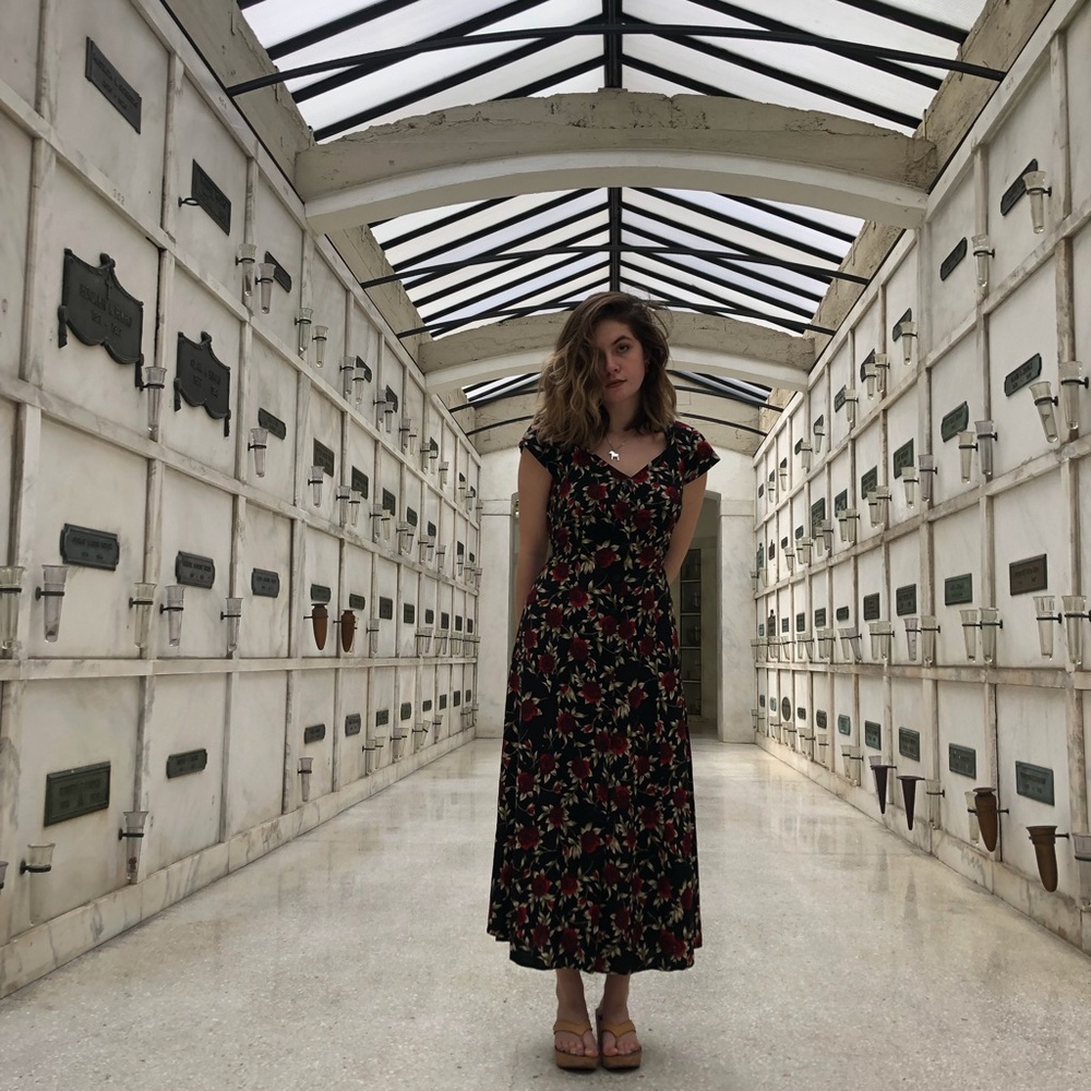 Vintage 90s Floral Midi Dress